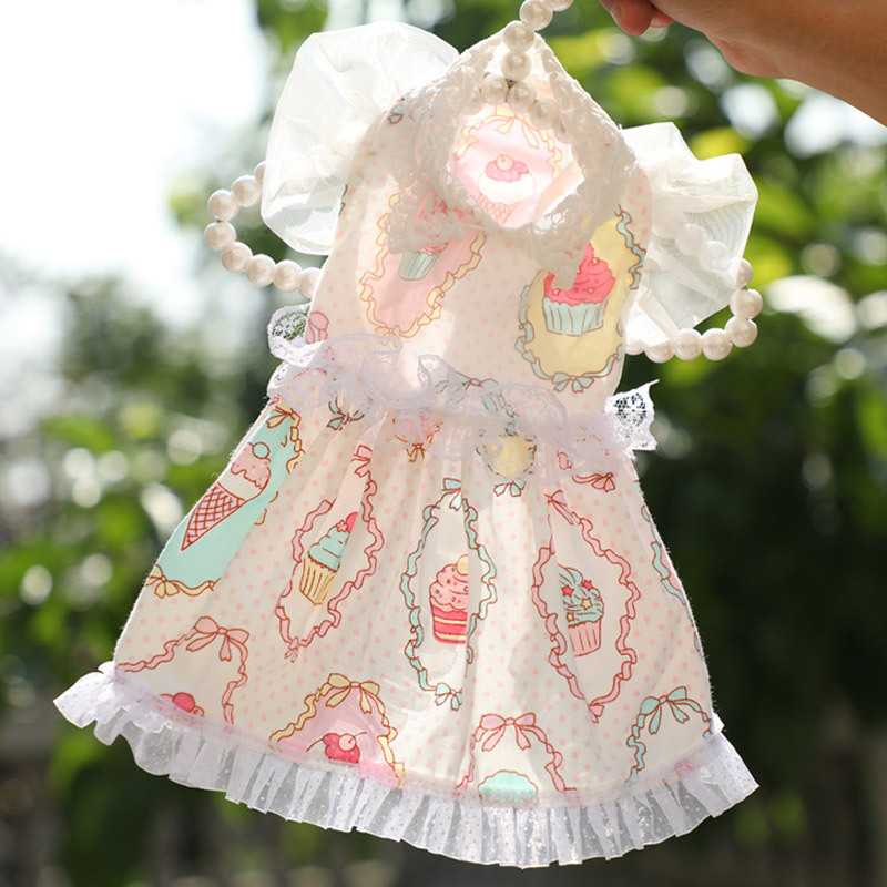 Soft Breathable Cotton Dog Skirt Amazon Teddy Pet Clothes Summer Thin Small Dog Dress