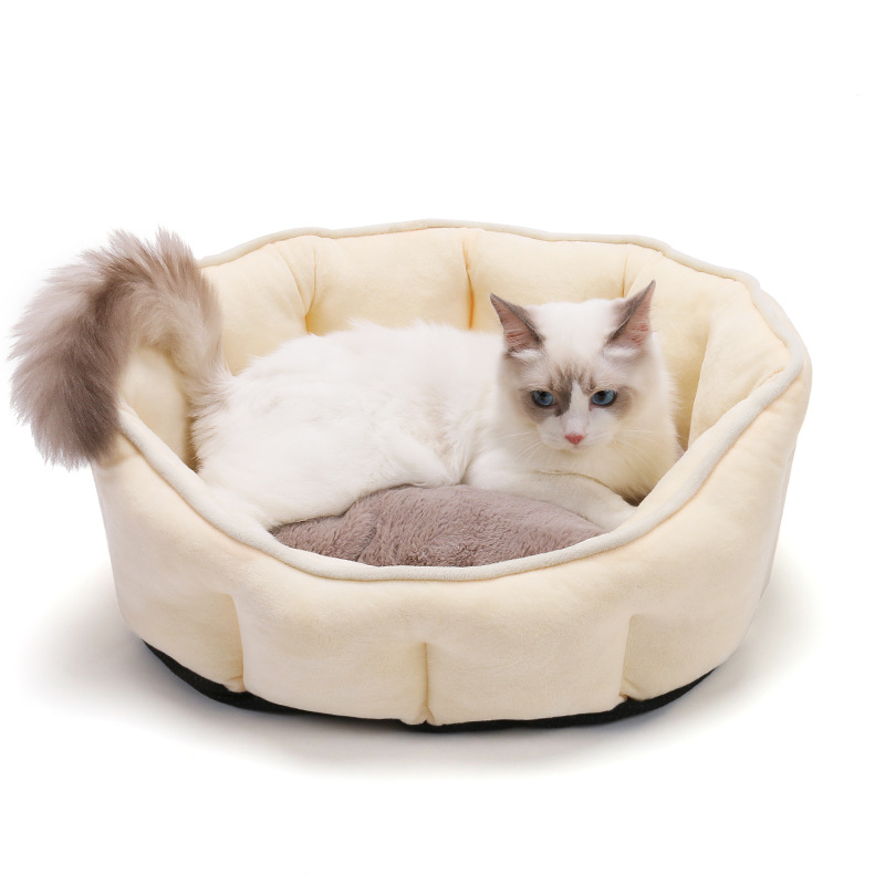 Soft Indoor Cat Bed Washable Eco Friendly Pet Dog House Round Cotton Warm Pet Beds