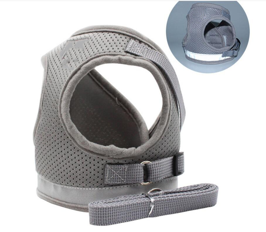 Soft Mesh Adjustable Velcro Reflective Strips Dog Vest Harness Kitten Cat