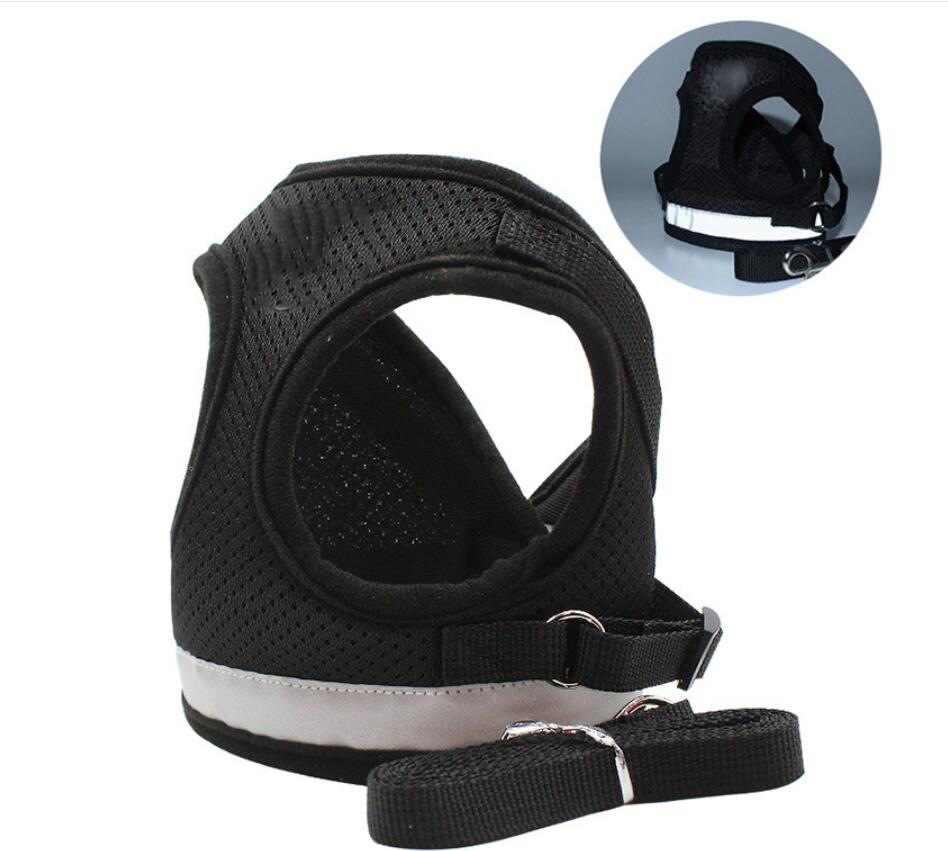 Soft Mesh Adjustable Velcro Reflective Strips Dog Vest Harness Kitten Cat