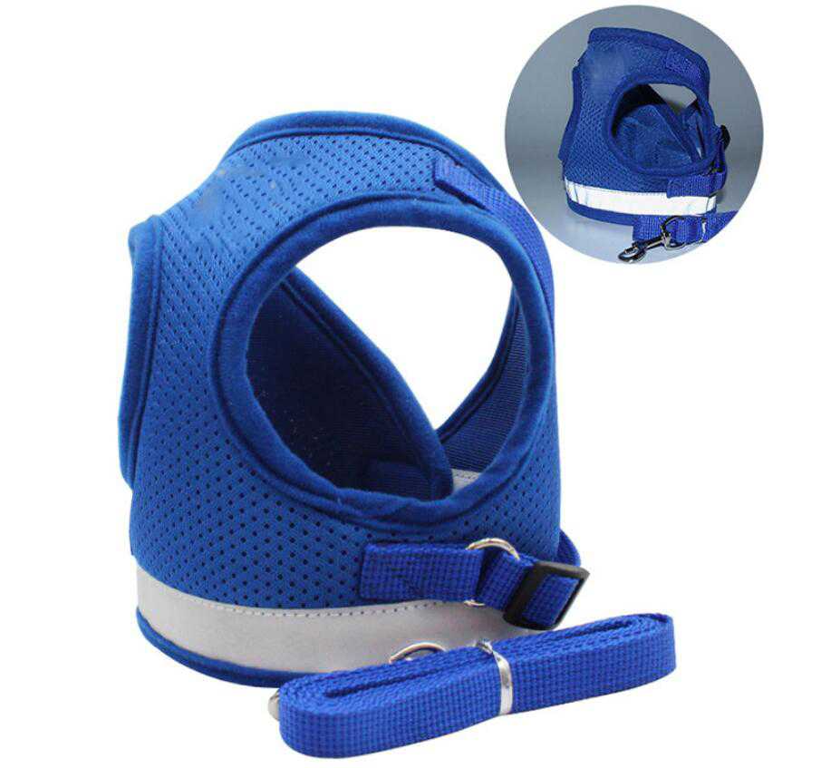 Soft Mesh Adjustable Velcro Reflective Strips Dog Vest Harness Kitten Cat