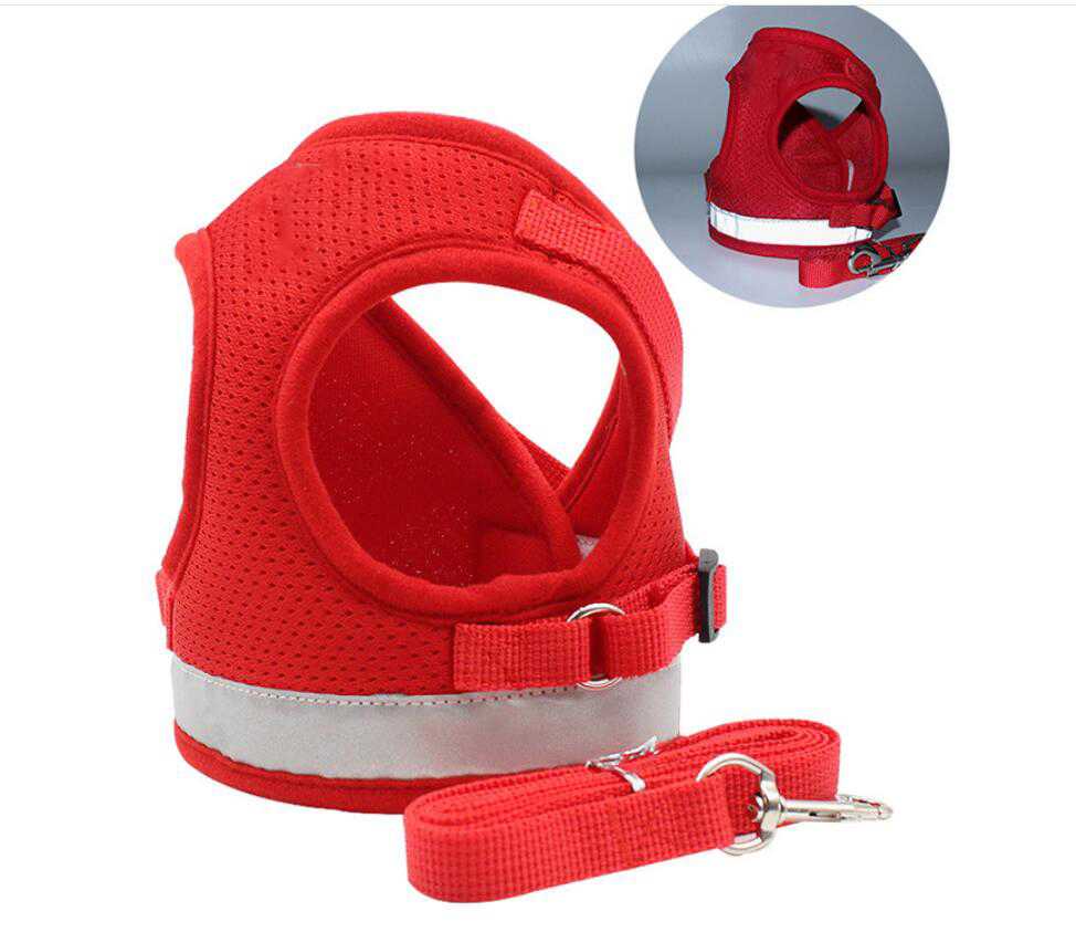 Soft Mesh Adjustable Velcro Reflective Strips Dog Vest Harness Kitten Cat