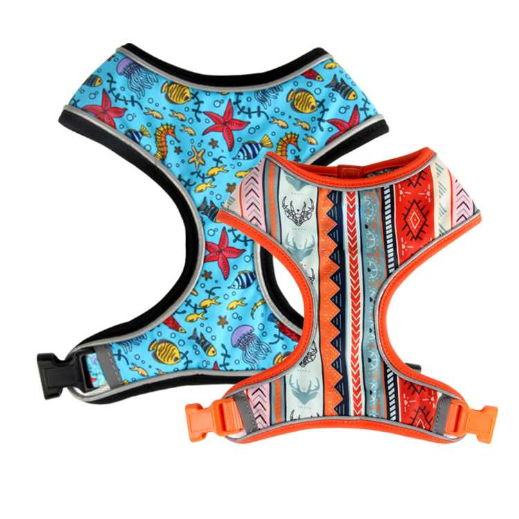 Soft Pattern Dog Harness Durable Small Mesh Adjustable Printed Custom Dog Harness