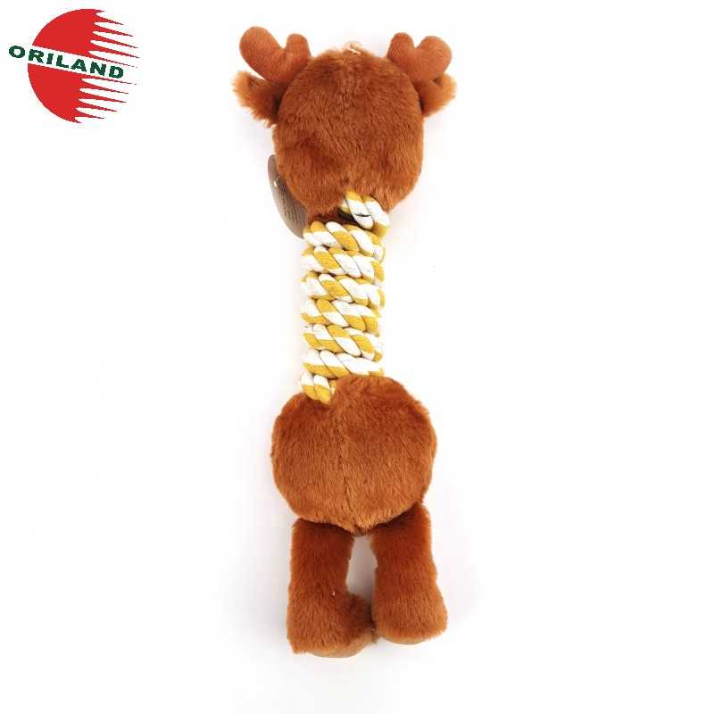 Soft Plush Elk Pet Toy Cotton Rope Dog Chew Squeak Dog Toy