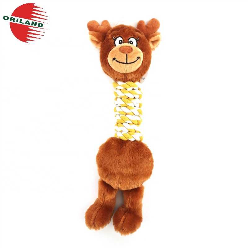 Soft Plush Elk Pet Toy Cotton Rope Dog Chew Squeak Dog Toy