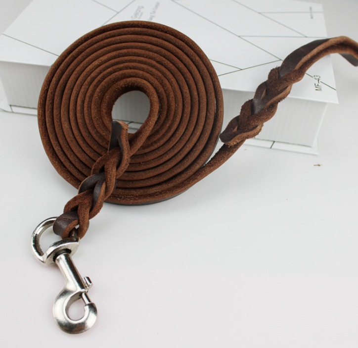 Soft Sturdy Genuine Leather Premium Pet Leash Lead Training Walking Braided Dog Leash