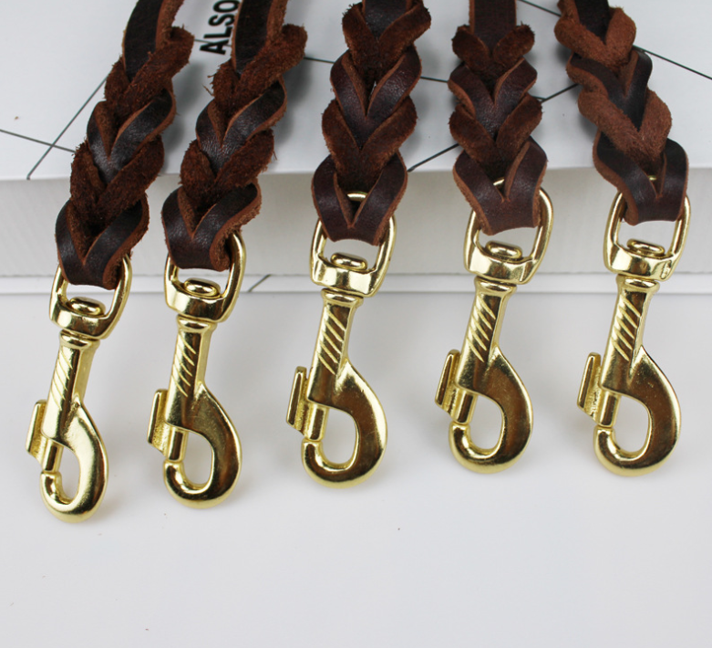 Soft Sturdy Genuine Leather Premium Pet Leash Lead Training Walking Braided Dog Leash