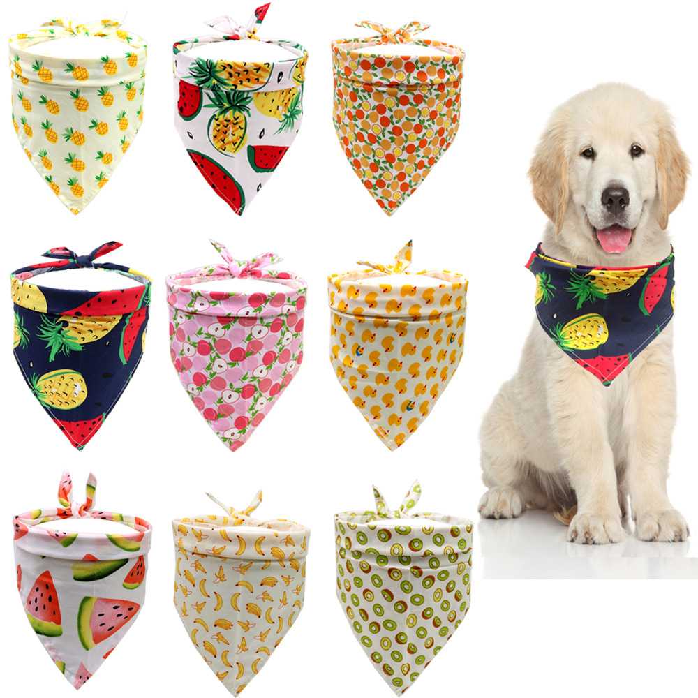 Soft Washable Cotton Red Strawberry Dog Bandana Sublimation Custom Logo Dog Bib Triangle Cat Scarf Bandana