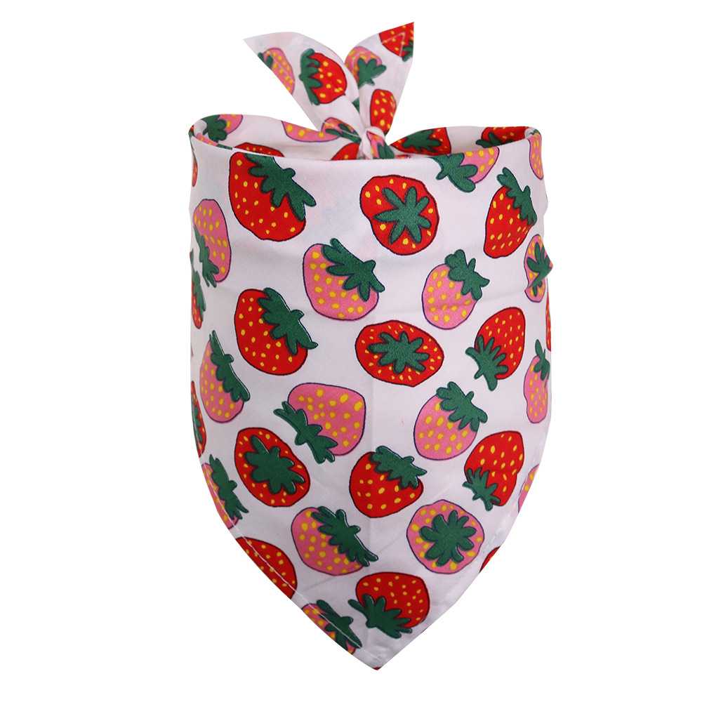 Soft Washable Cotton Red Strawberry Dog Bandana Sublimation Custom Logo Dog Bib Triangle Cat Scarf Bandana