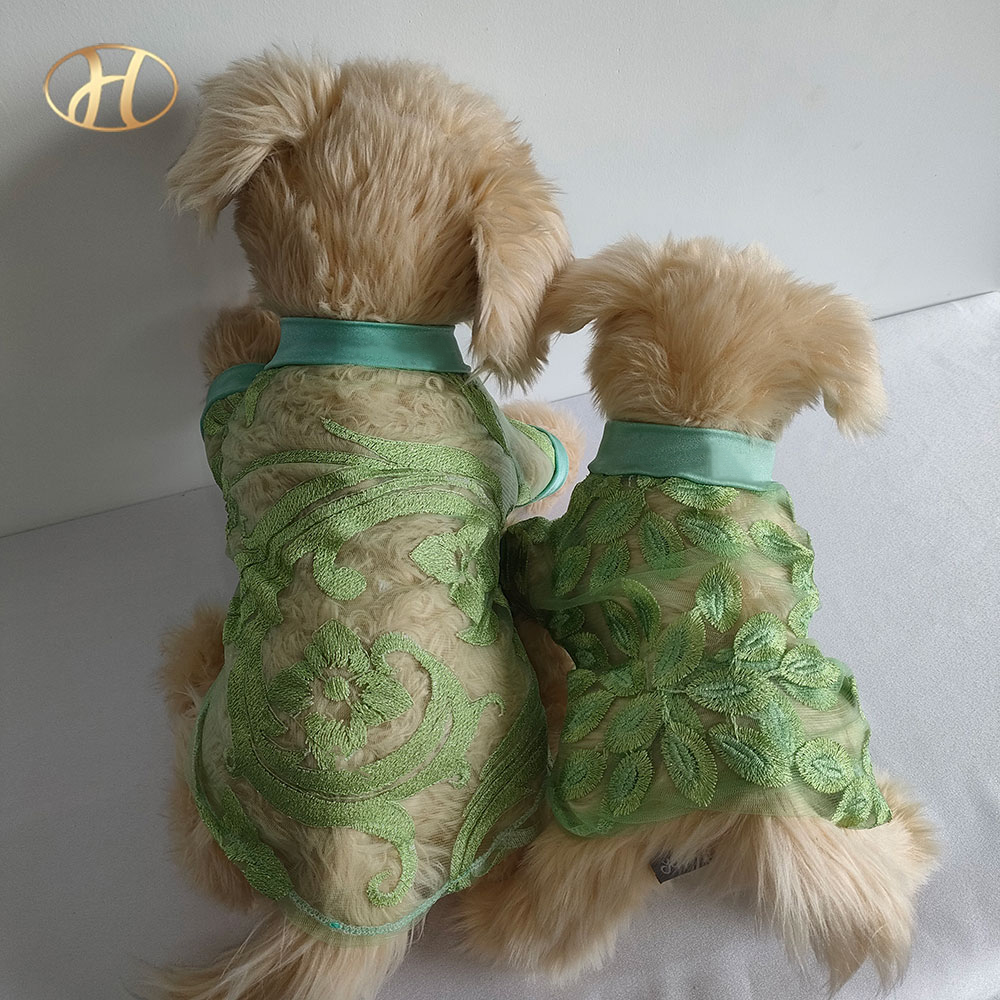 Spring Summer Cool Skirt Love Skirt Costume Party Green Pet Cat Dog Skirt Dress Pet Love Stamping Mesh
