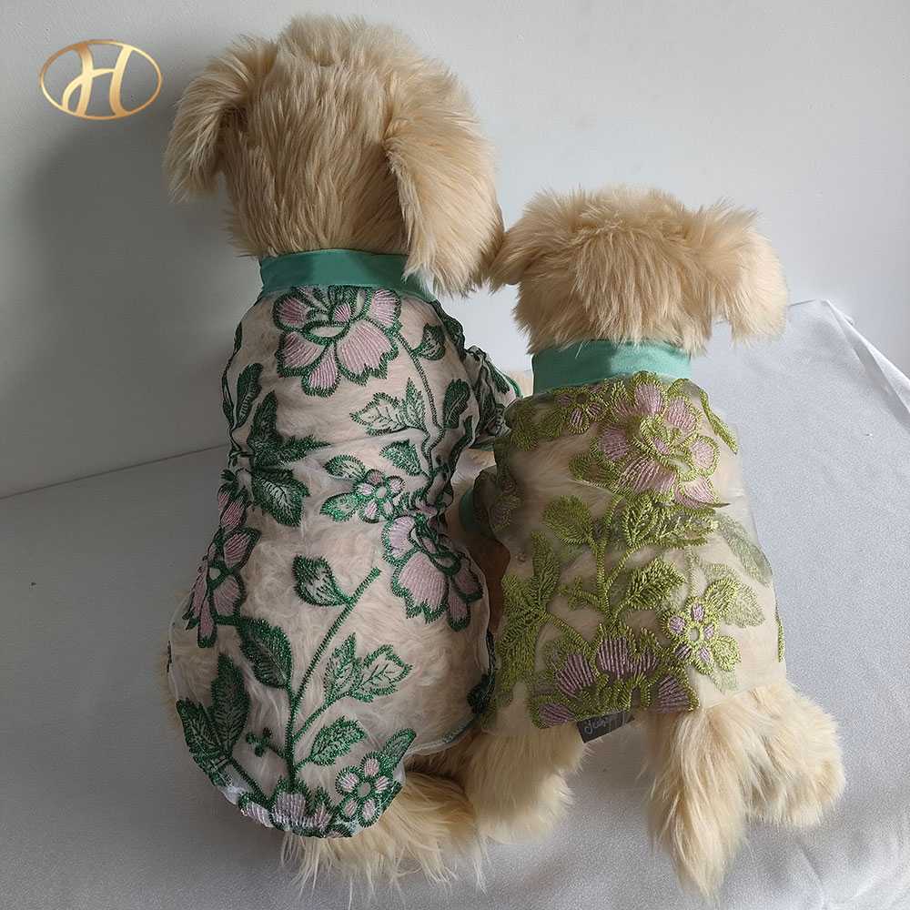 Spring Summer Cool Skirt Love Skirt Costume Party Green Pet Cat Dog Skirt Dress Pet Love Stamping Mesh