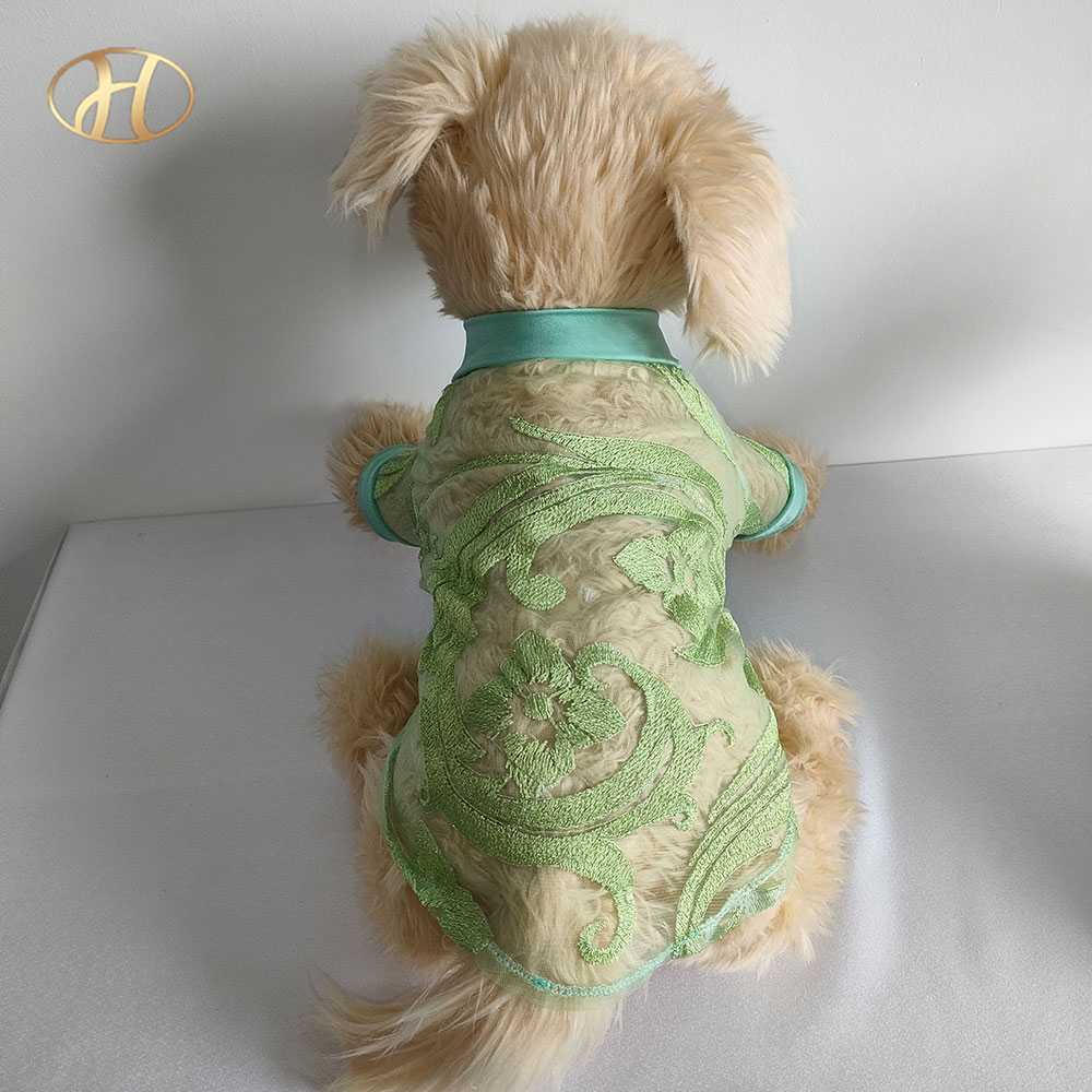 Spring Summer Cool Skirt Love Skirt Costume Party Green Pet Cat Dog Skirt Dress Pet Love Stamping Mesh