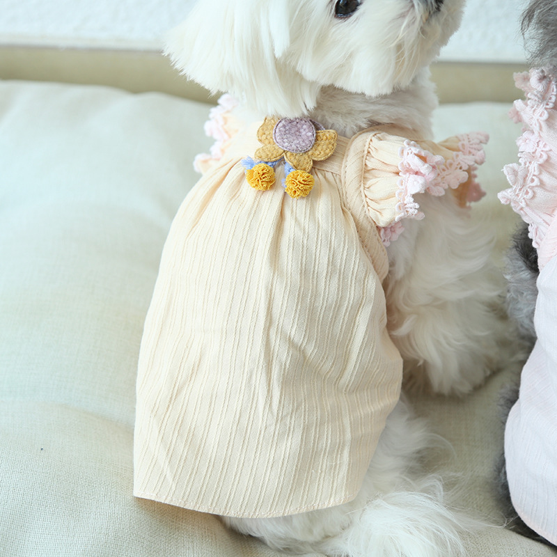 Spring Summer Pet Dog Clothes Tricolor Soft Cute Bunny Dog Skirt Fashionable Fresh Cool Breathable Cat Dress