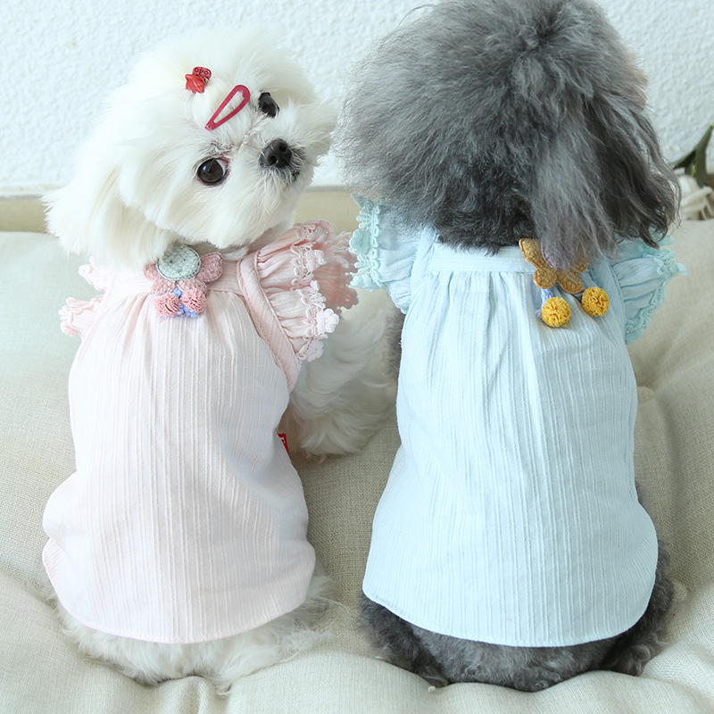 Spring Summer Pet Dog Clothes Tricolor Soft Cute Bunny Dog Skirt Fashionable Fresh Cool Breathable Cat Dress