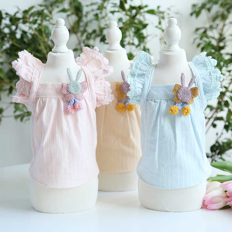 Spring Summer Pet Dog Clothes Tricolor Soft Cute Bunny Dog Skirt Fashionable Fresh Cool Breathable Cat Dress