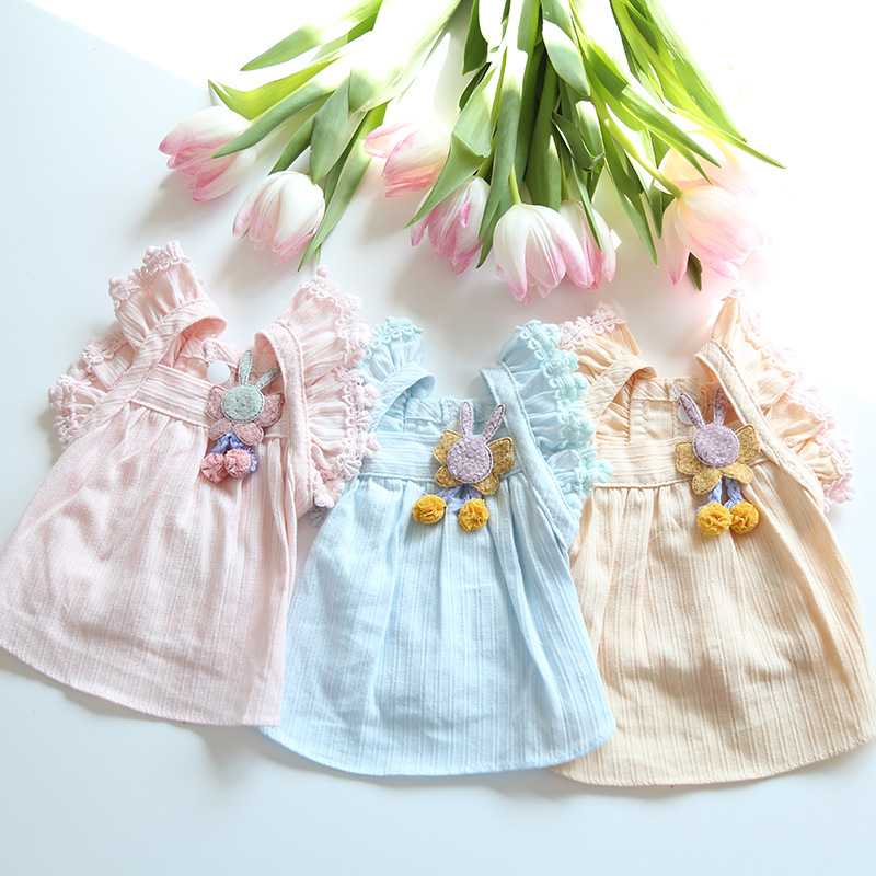 Spring Summer Pet Dog Clothes Tricolor Soft Cute Bunny Dog Skirt Fashionable Fresh Cool Breathable Cat Dress