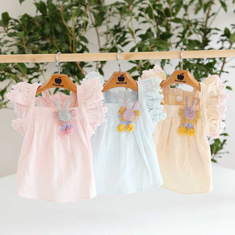 Spring Summer Pet Dog Clothes Tricolor Soft Cute Bunny Dog Skirt Fashionable Fresh Cool Breathable Cat Dress