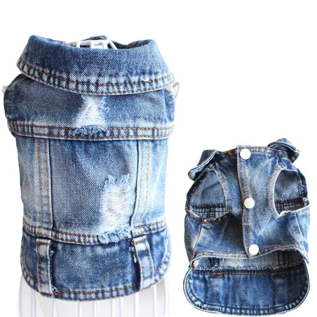 Spring Summer Super Cool Allmatch Denim Pet Clothing Dog Clothes Poodle Dog Denim Clothes Vest