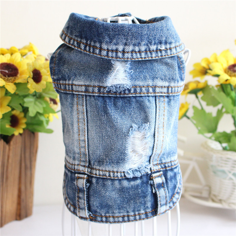 Spring Summer Super Cool Allmatch Denim Pet Clothing Dog Clothes Poodle Dog Denim Clothes Vest