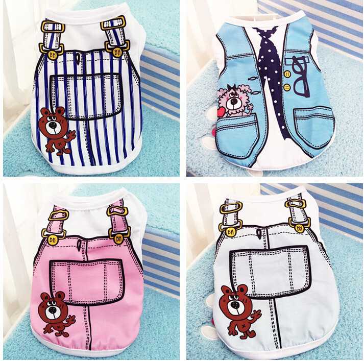 Spring Summer Vest Cartoon Breathable Custom Apparel Accessories Pet Cat Dog Clothes