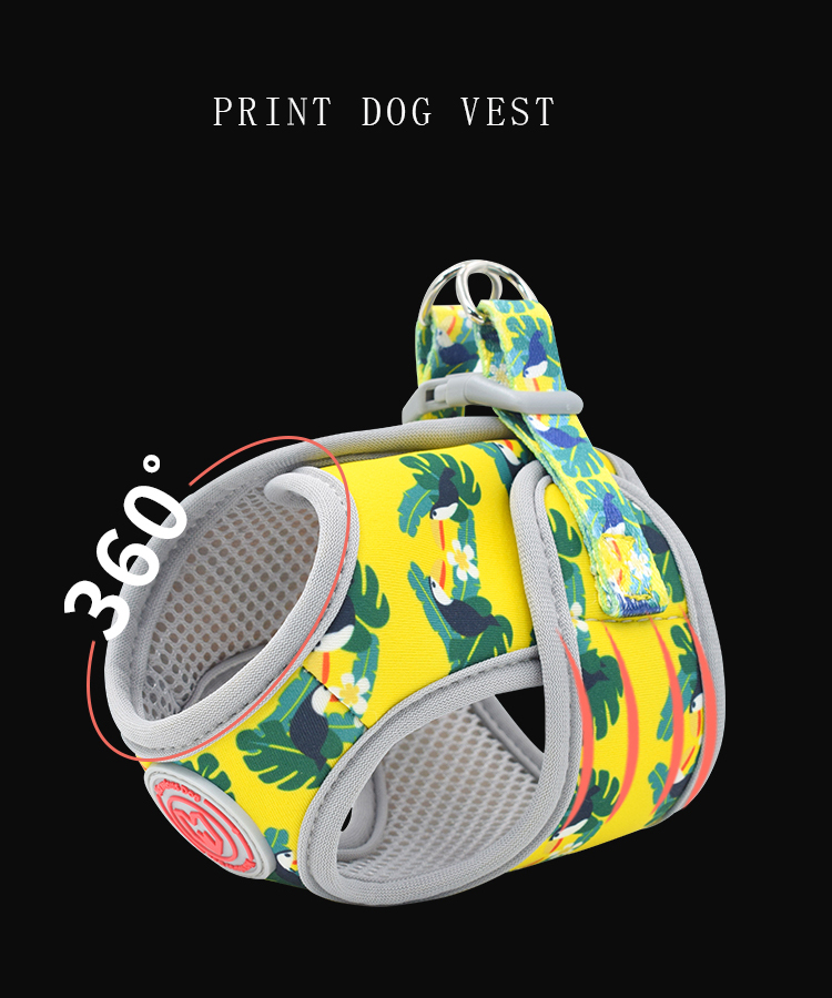 Sublimation Pattern Polyester Pet Dog Harness With Soft Mesh