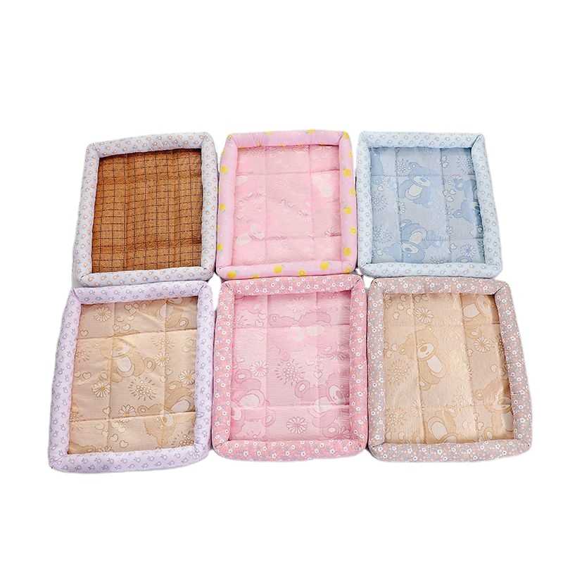 Summer Cool Breathable Waterproof Comfortable Easycleaning Square Pet Bed With Bamboo Sticks Mat