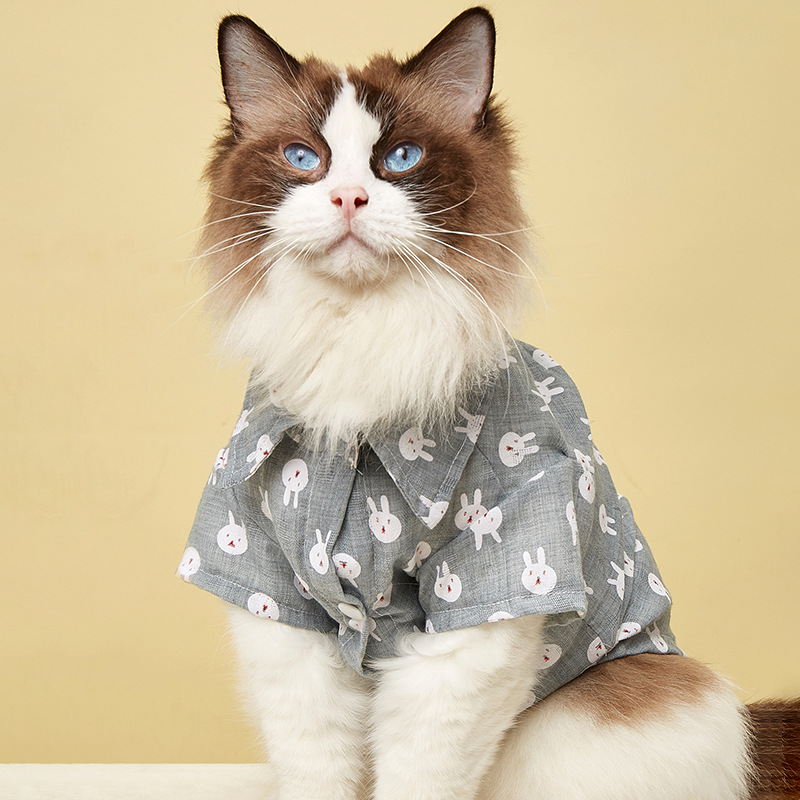 Summer Pet Print Puppy Cat Clothes Floral Shirt Jacket Cat Coat Puppy Clothing Cat Spring Clothing Pet Clothing