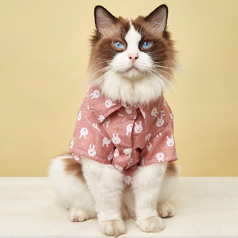 Summer Pet Print Puppy Cat Clothes Floral Shirt Jacket Cat Coat Puppy Clothing Cat Spring Clothing Pet Clothing