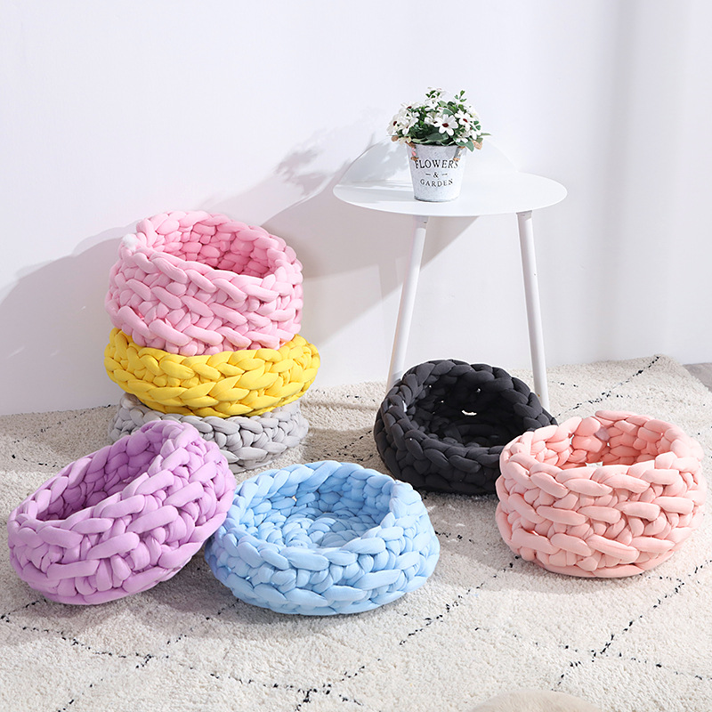 Super Chunky Yarn Cotton Homemade Pet Bed Soft Thick Arm Knitting DIY Cat Dog Bed