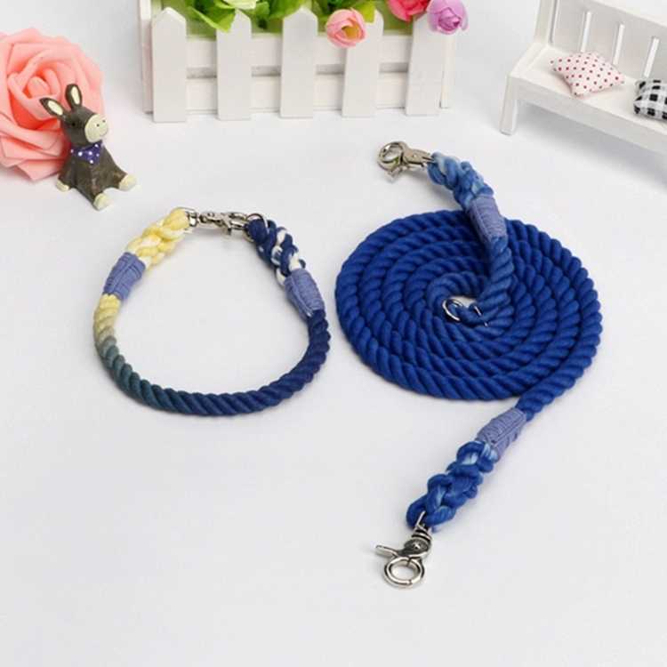 Super Custom Pet Dog Leash Gradient Color Cotton Rope Handwoven