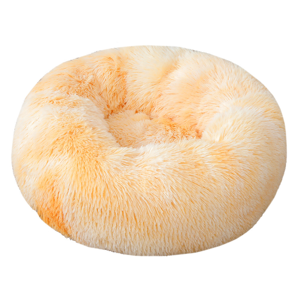 Super Soft Long Plush Round Pet Kennel Deep Sleep Velvet Cushion  