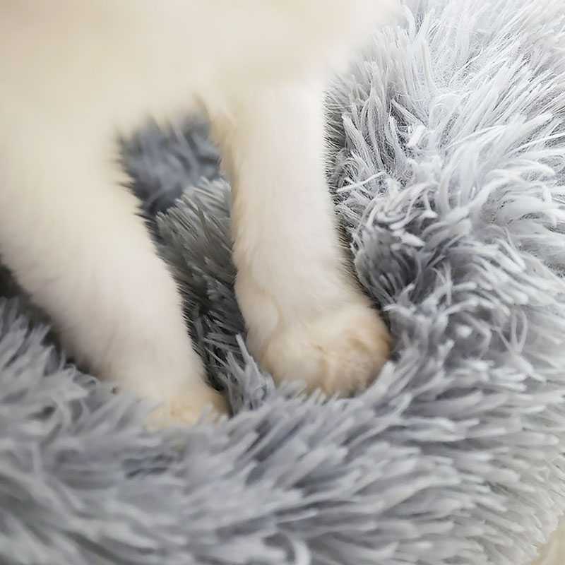 Super Soft Long Plush Round Pet Kennel Deep Sleep Velvet Cushion  