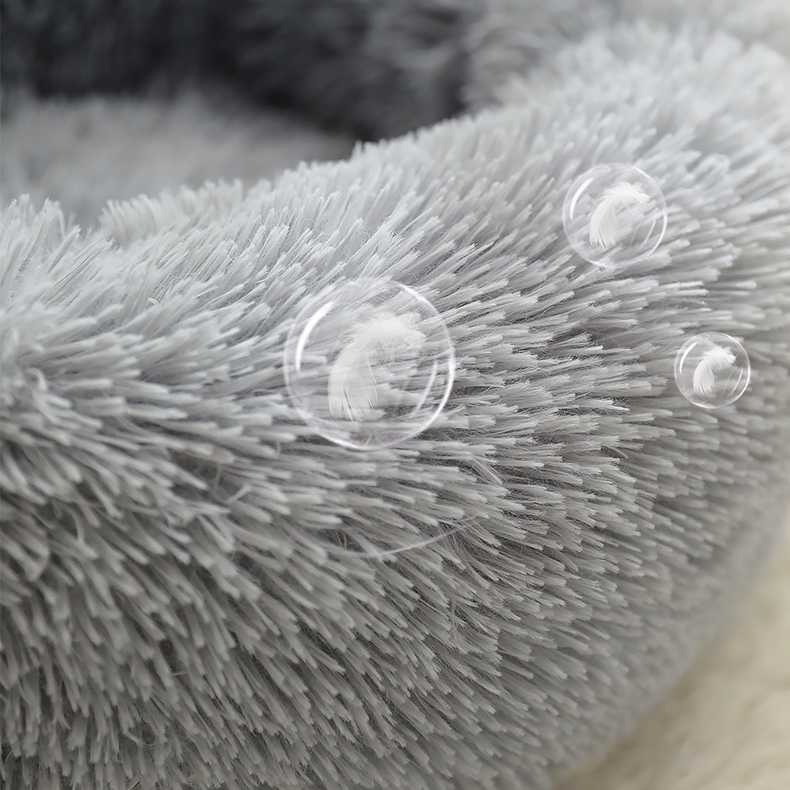 Super Soft Long Plush Round Pet Kennel Deep Sleep Velvet Cushion  