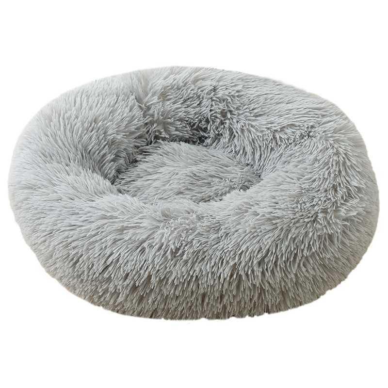 Super Soft Long Plush Round Pet Kennel Deep Sleep Velvet Cushion  