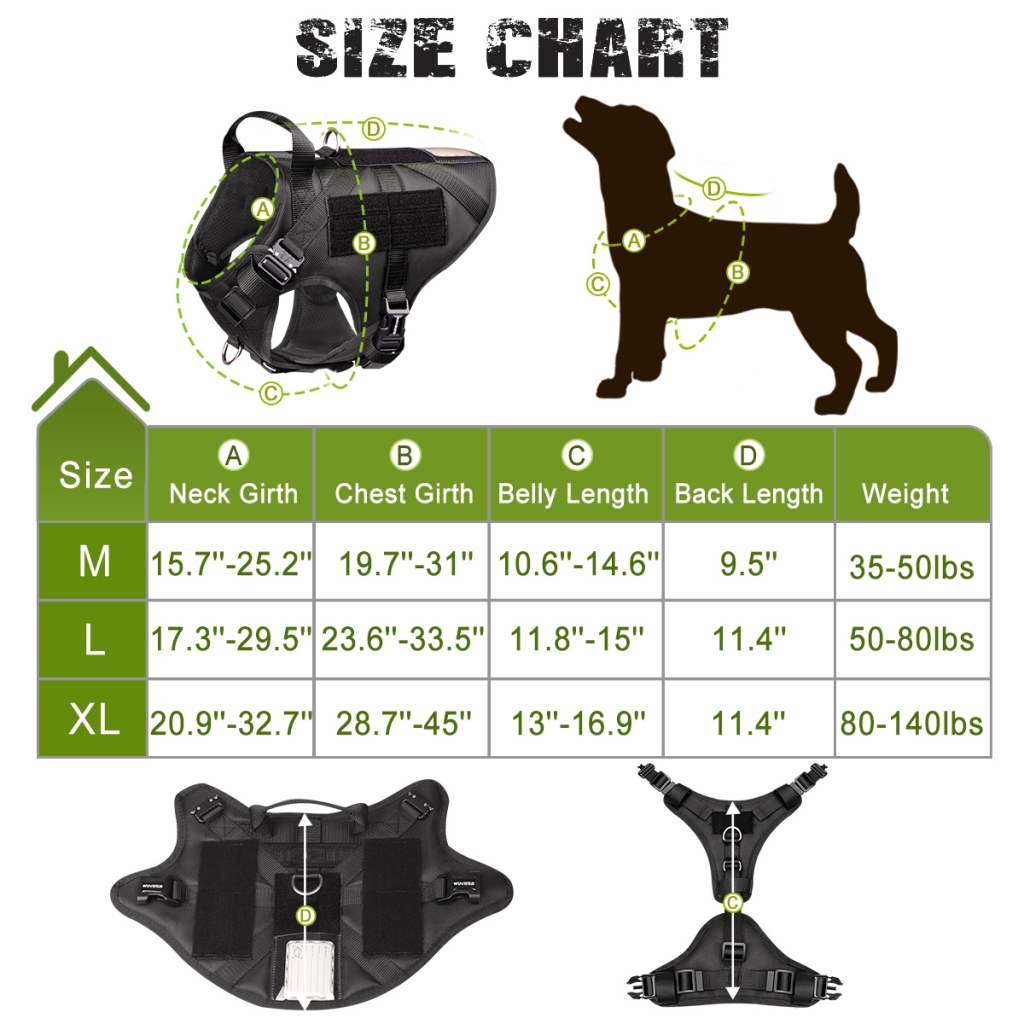Tactical Service Breathable Mesh No Pull Military Outdoor Training Adjustable No Pull Pet Vest Dog Harness