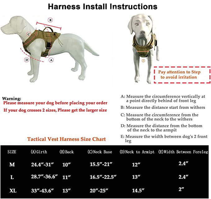 Tactical Working Adjustable Pet Dog Vest Harness Military K9 Dog Training Vest