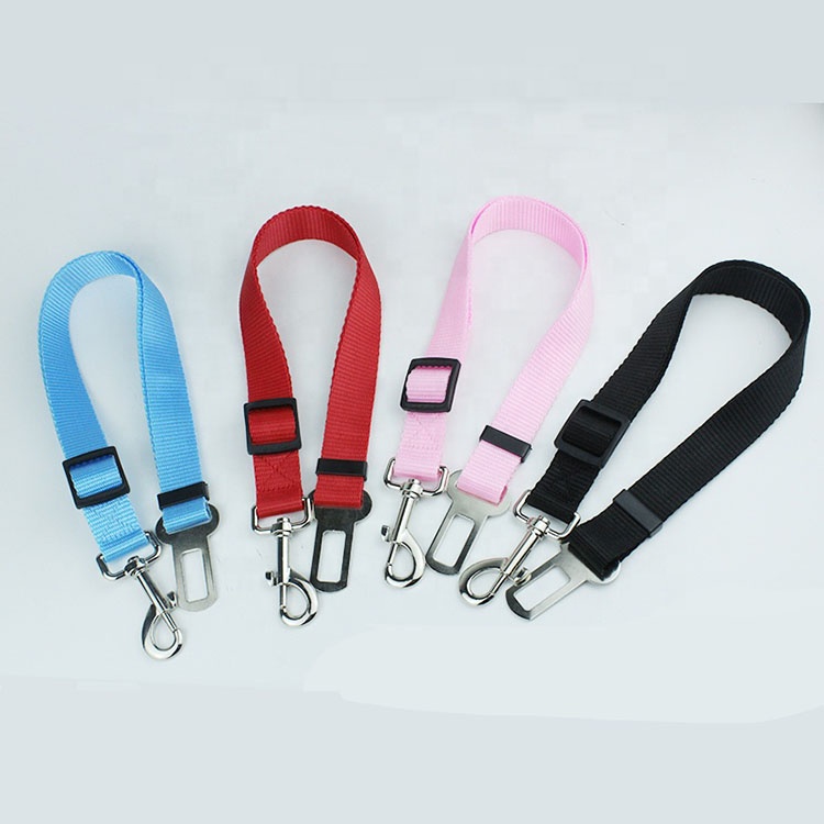 Thinkerpet Adjustable Pet Cat Dog Car Seat Belt Collars Pet Restraint Lead Leash Travel Clip Car Safety Harness Polyester