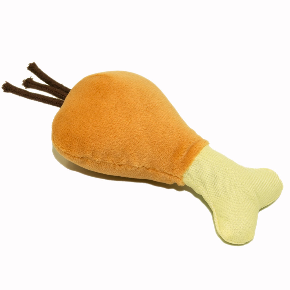 Thinkerpet Custom Drumstick Croissant Bread Food Dog Plush Toy Squeaky Stuffing Pet Squeaky Plush Dog Toy