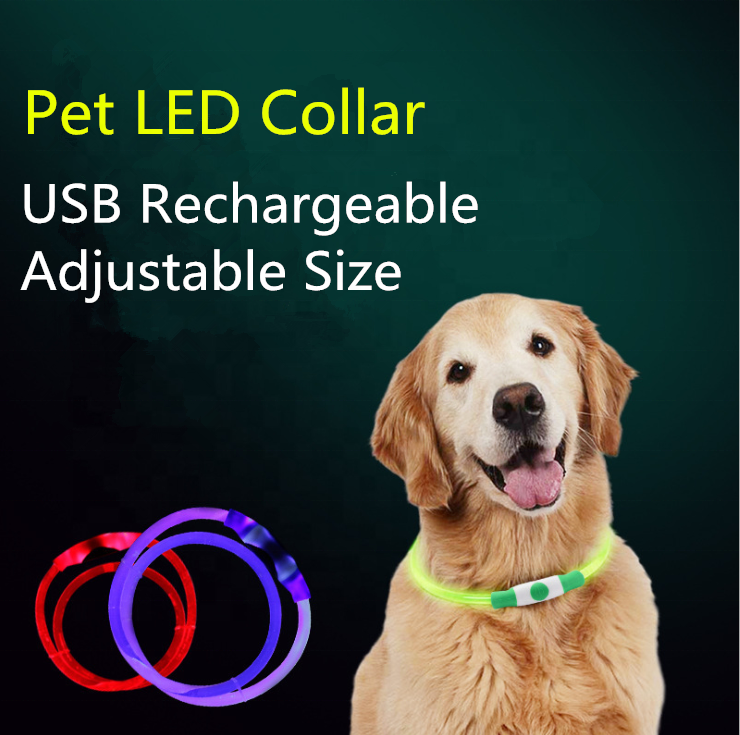 USB Rechargeable Custom Adjustable Light Up Flashing Led Pet Dog Safety Leash Collar