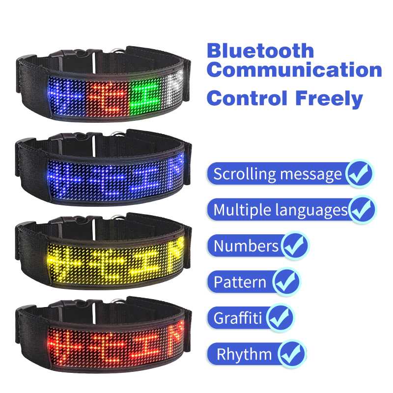 Waterproof USB Rechargeable Led Pet CollarAPP Blue Tooth Controlled Led Dog Collar