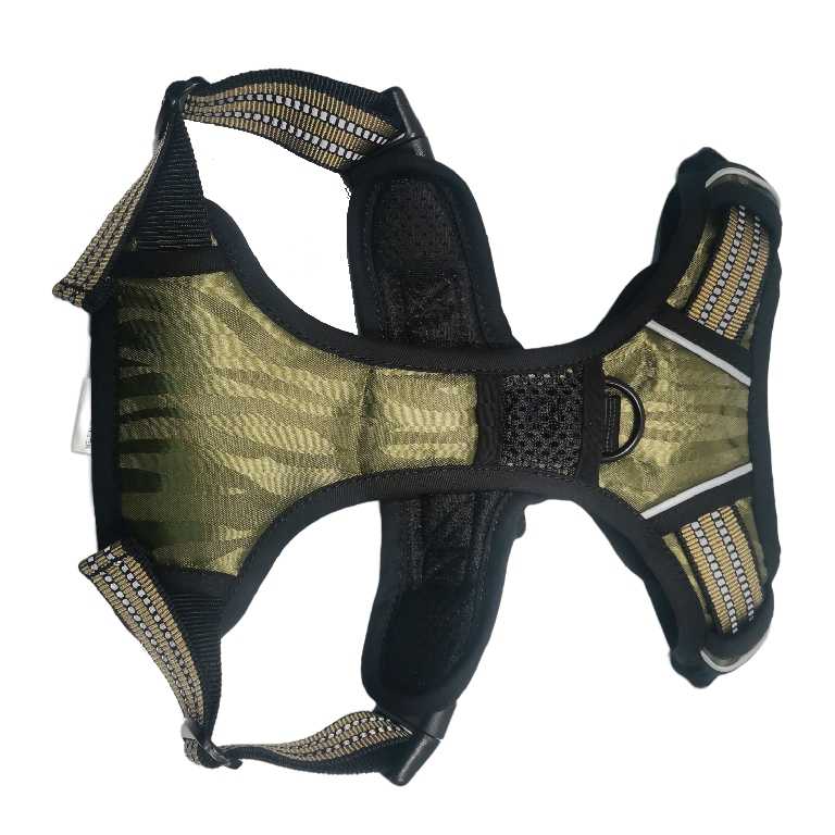 Whole Sale Pet Dog Reflective Harness Brown Vest Polyester Oxford With Breathable Air Mesh Lining