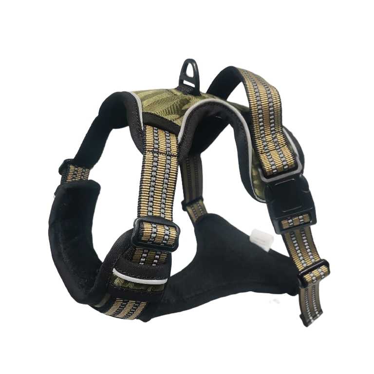 Whole Sale Pet Dog Reflective Harness Brown Vest Polyester Oxford With Breathable Air Mesh Lining