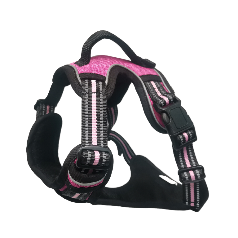 Whole Sale Pet Dog Reflective Harness Pink Vest Polyester Oxford With Breathable Air Mesh Lining