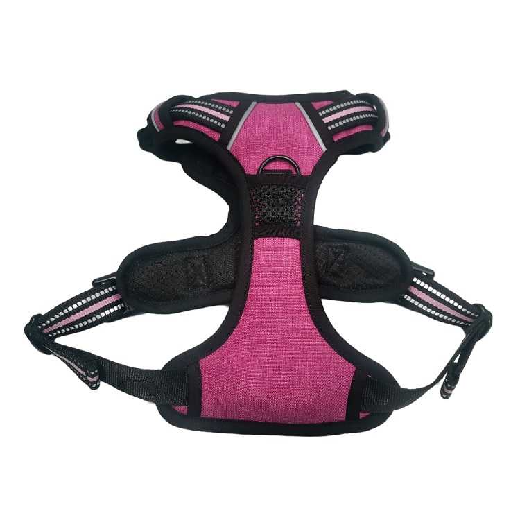 Whole Sale Pet Dog Reflective Harness Pink Vest Polyester Oxford With Breathable Air Mesh Lining