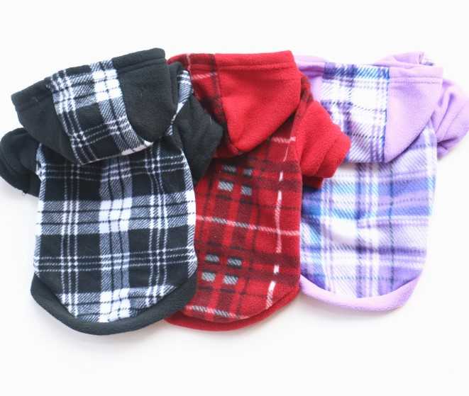 Wholesales Pet Dog Clothes Autumn Winter Large Size Hoodies Plaid Dog Clothing Sweater Medium Large Dogs