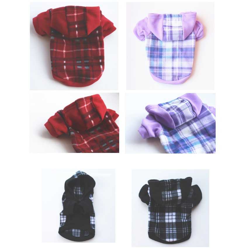 Wholesales Pet Dog Clothes Autumn Winter Large Size Hoodies Plaid Dog Clothing Sweater Medium Large Dogs