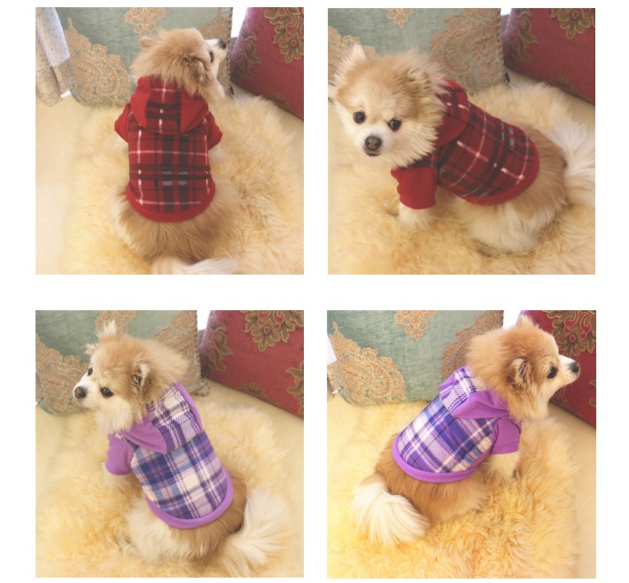 Wholesales Pet Dog Clothes Autumn Winter Large Size Hoodies Plaid Dog Clothing Sweater Medium Large Dogs