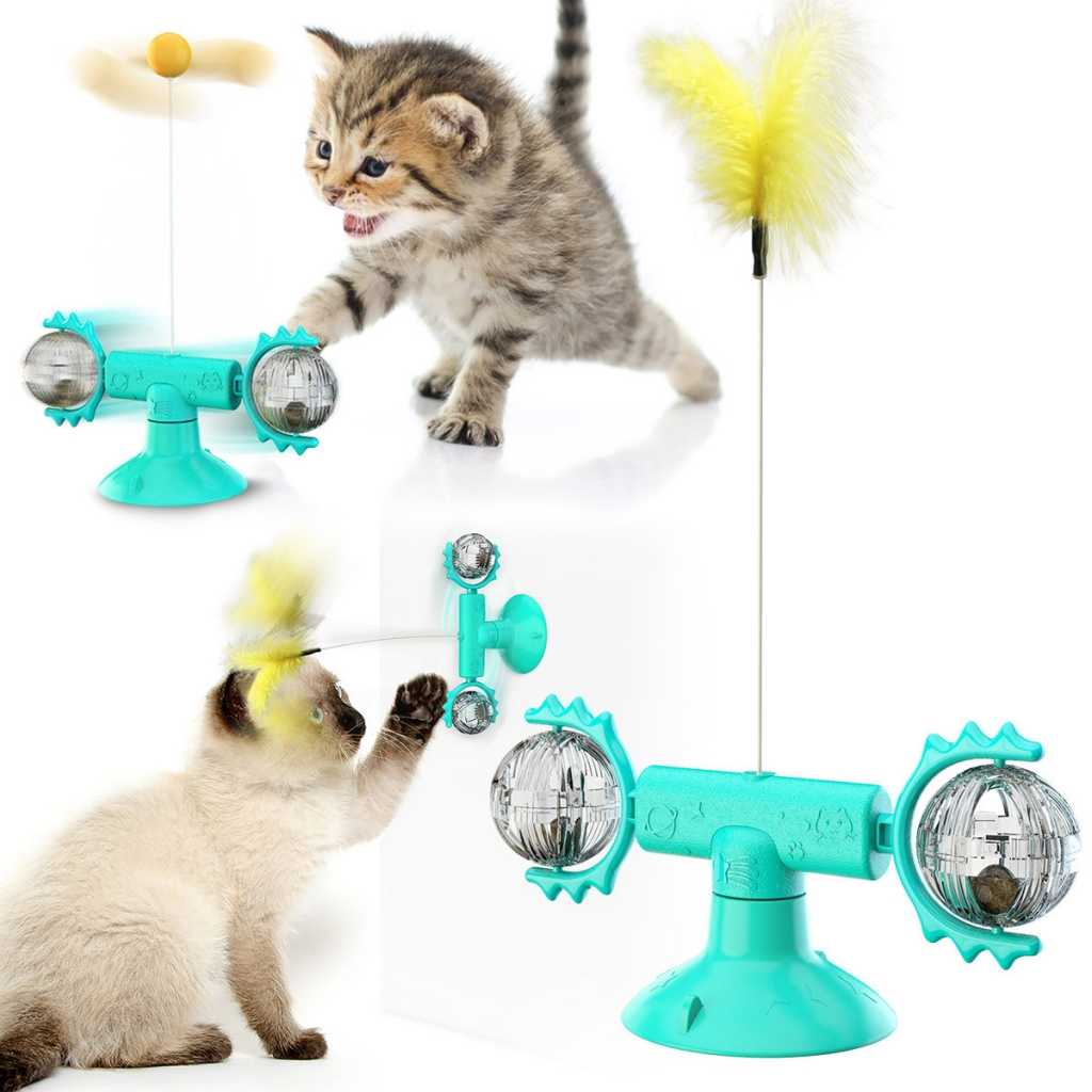 Windmill Catnip Ball Suction Cup Funny Kitten Interactive Cat Turntable Teasing Toy Cats Playing