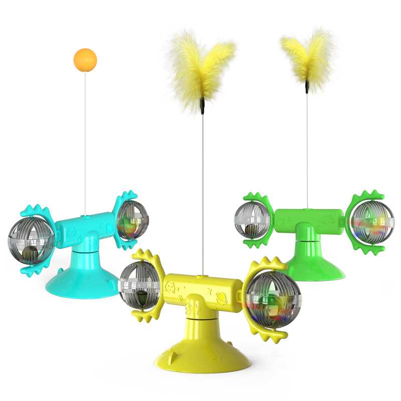 Windmill Catnip Ball Suction Cup Funny Kitten Interactive Cat Turntable Teasing Toy Cats Playing