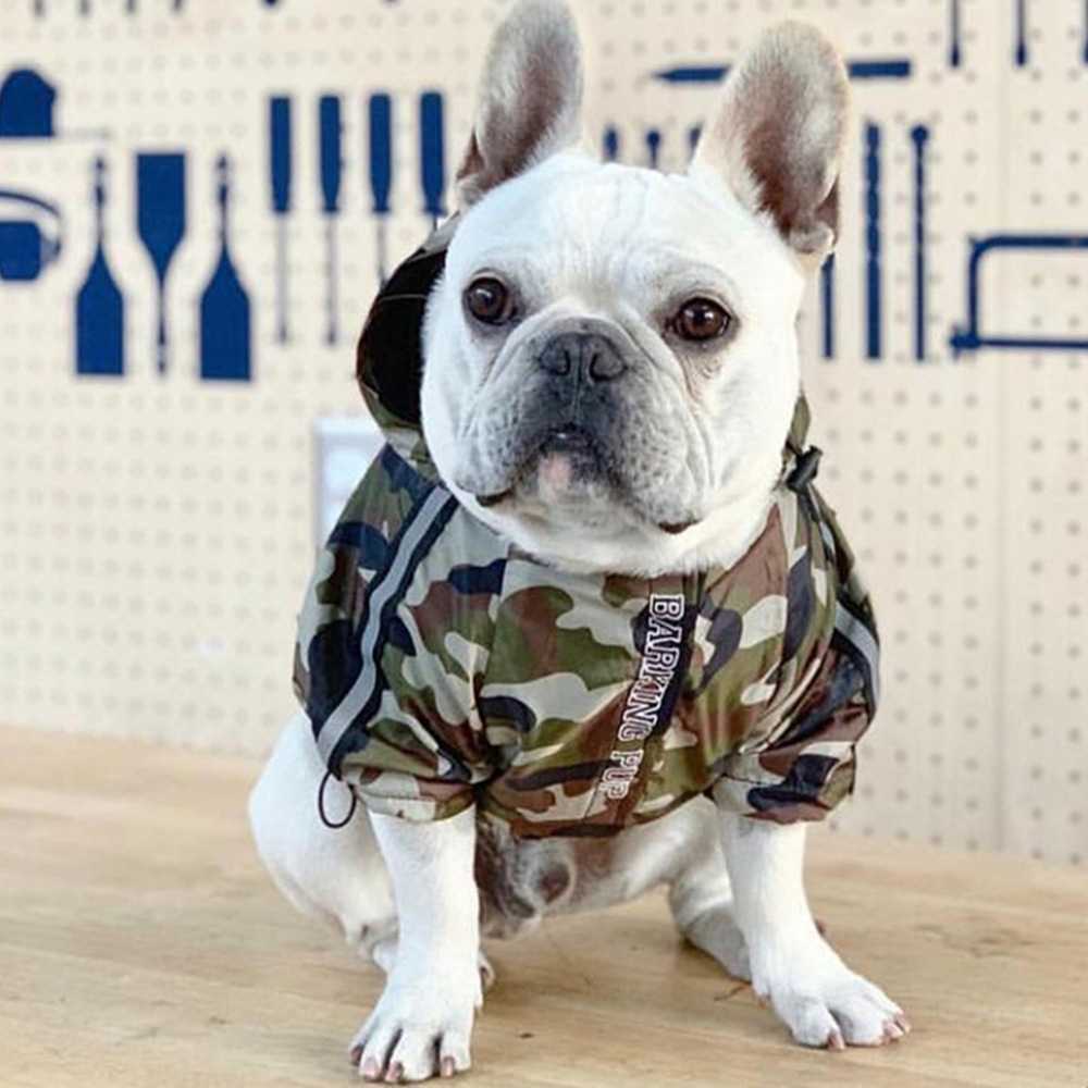 Windproof Dog Camouflage Raincoat Waterproof Shark Pattern Pet Hooded Big Dog Jacket Coat